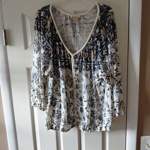 Lucky Brand Blue and White Floral Blouse